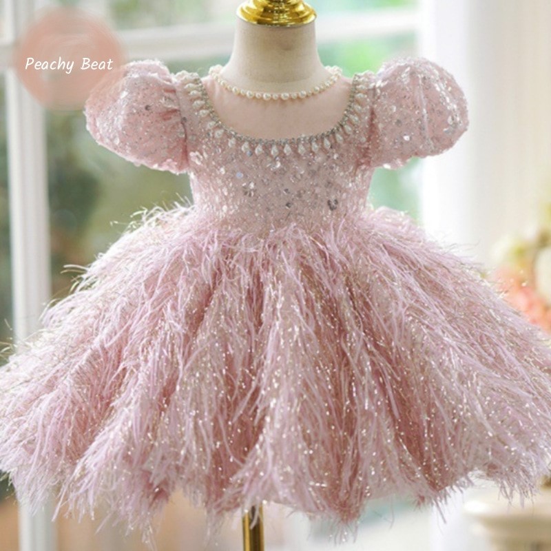 Baby Clothing Discount - Robe princesse à paillettes et plumes
