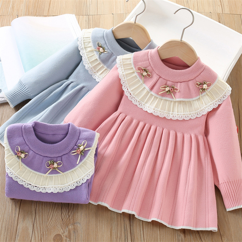 Baby Clothing Jumper - Bébé filles robe tricotée enfants automne