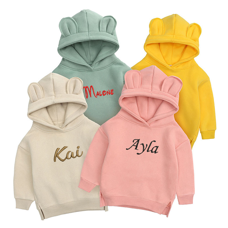 Baby Clothing Names - Sweat à capuche ours brodé personnalisé